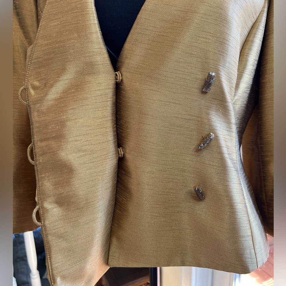 TAHARI LUXE PETITE GOLD/BRONZE‎ BETTY DRESSY BLAZER - Picture 5 of 9